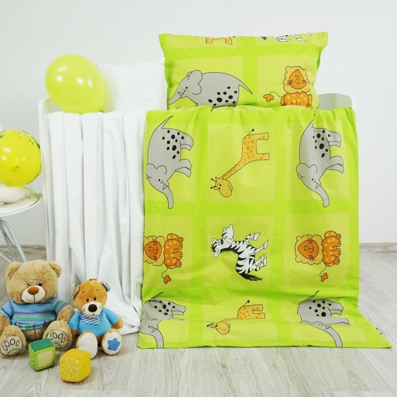Dječja posteljina ZOO zelena EMI, Dječji set 90x130 + 45x65