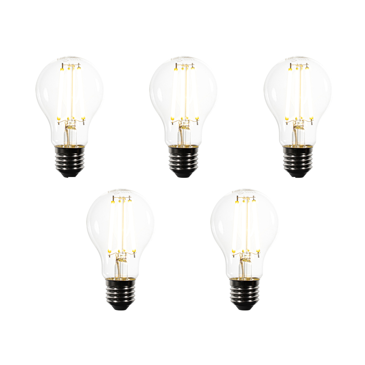 Set od 5 E27 prigušivih LED žarulja A60 prozirne 7,2W 1521 lm 3000K