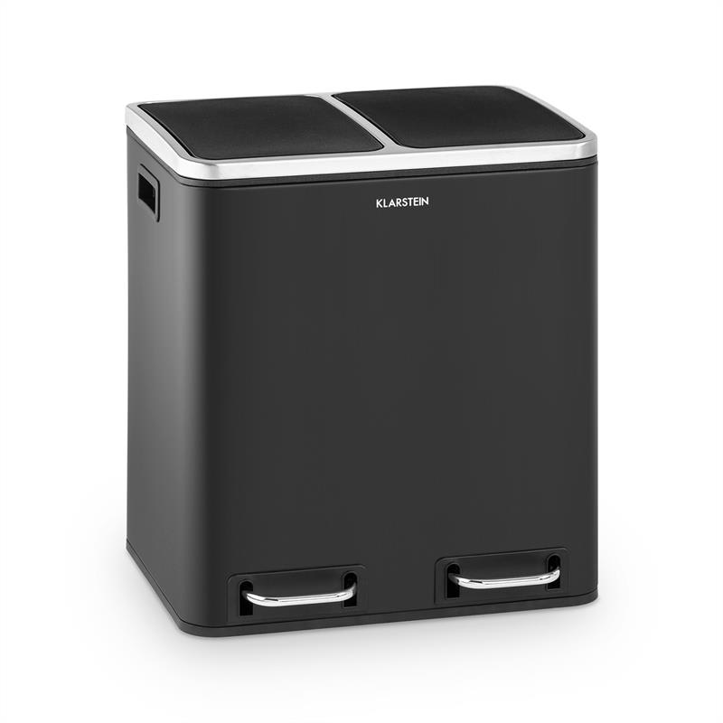 Klarstein Trash Gordon, nagazna kanta za smeće, 30 L / 2 x 15 L, tiha, PP, nehrđajući čelik, crni