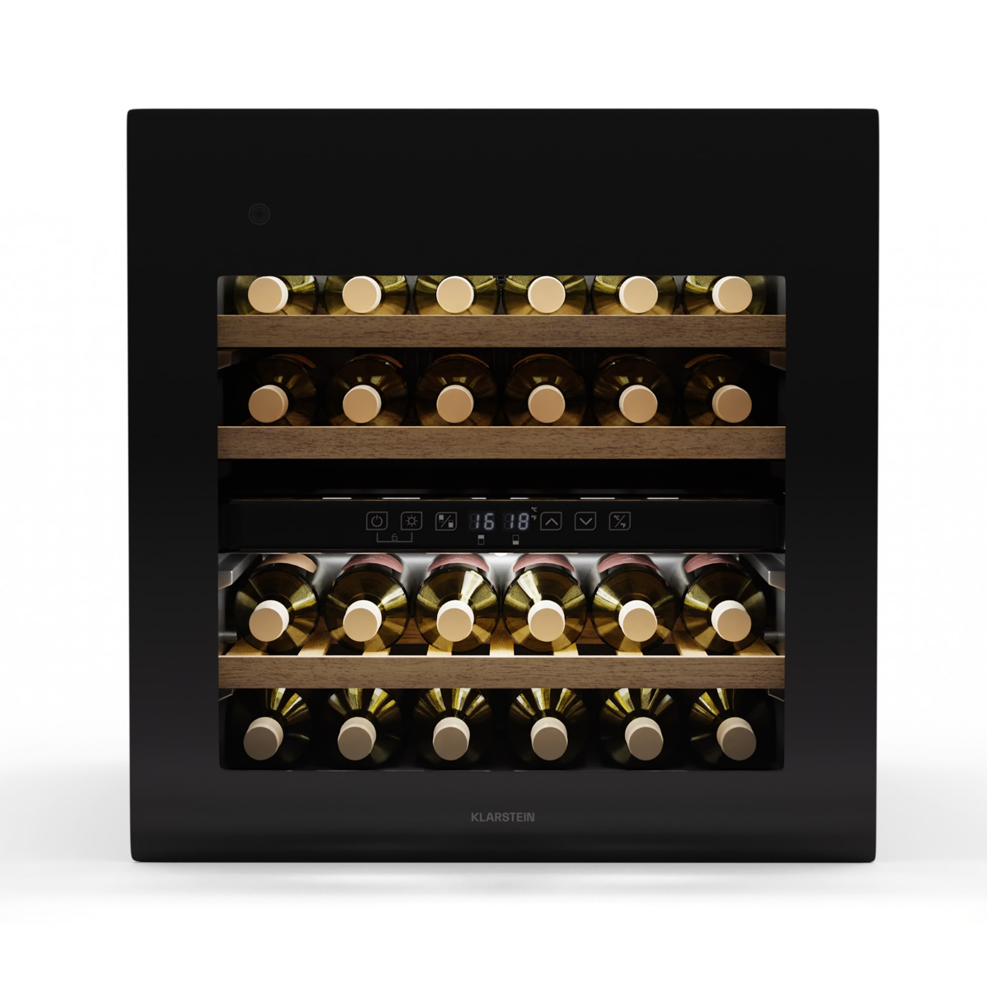 Klarstein Rhone 36 Duo hladnjak za vino, 36 boca, LED kontrola, pritiskom na otvaranje, tihi