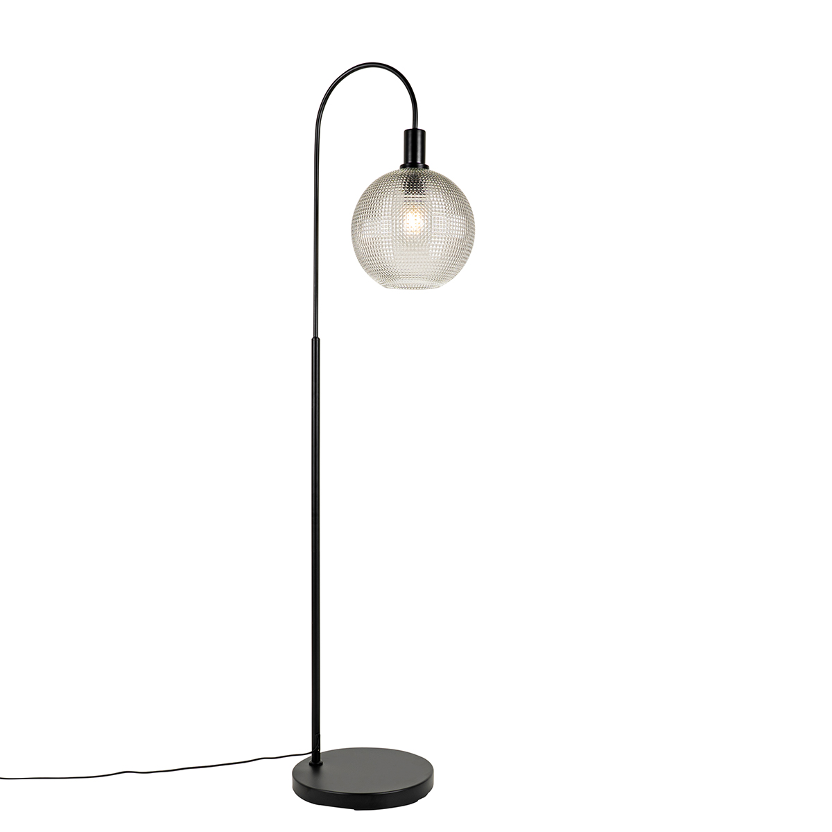 Dizajnerska podna lampa crna s dimnim staklom - Chico