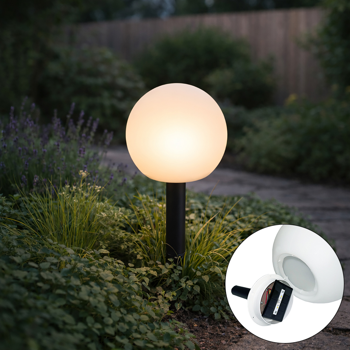 Vanjska svjetiljka bijela 20 cm s LED IP44 Solar RGBW - Ludger