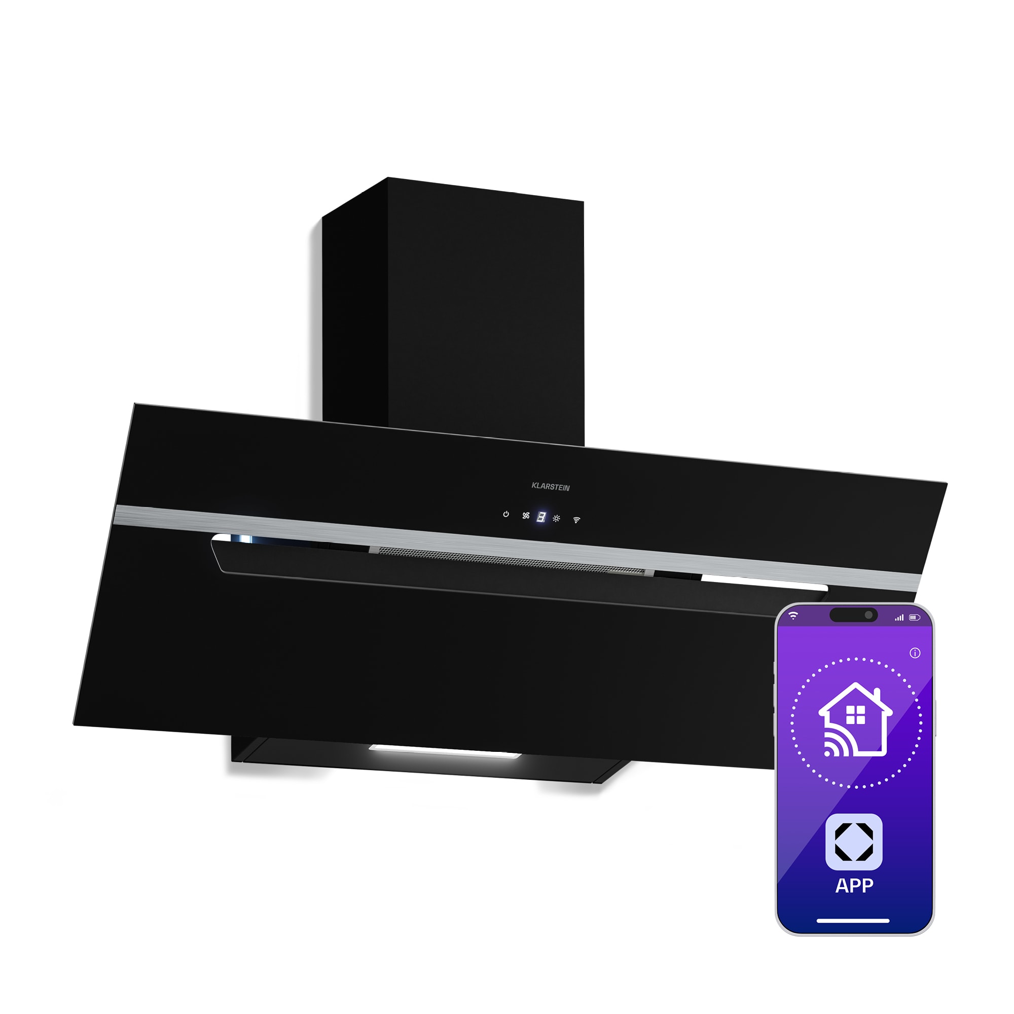 Klarstein BigBite kosa napa | režim ekstrakcije i recirkulacije zraka | sigurnosno staklo | 417 m³/h | 90 cm