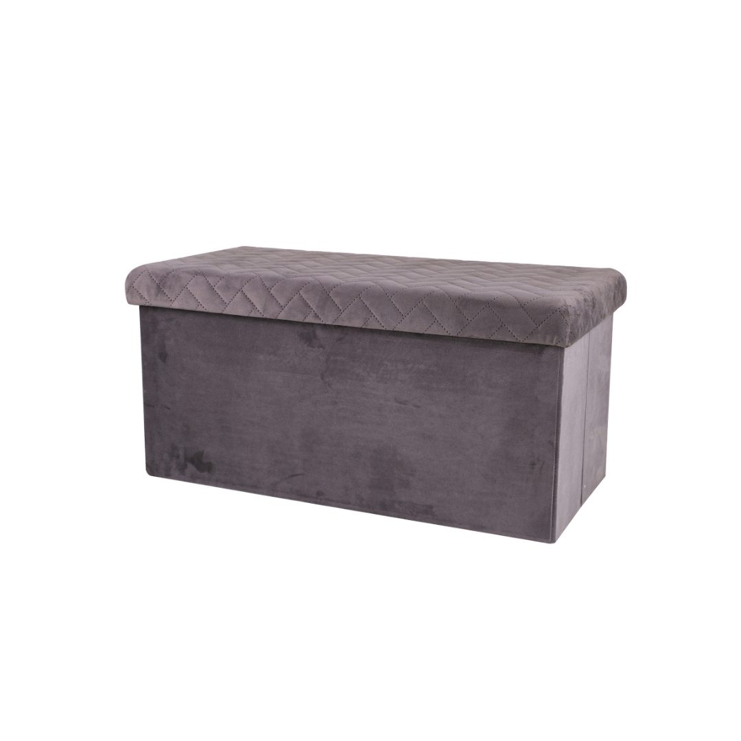 Sklopivi tabure s spremnikom-BARŠUNASTA TAMNO SIVA