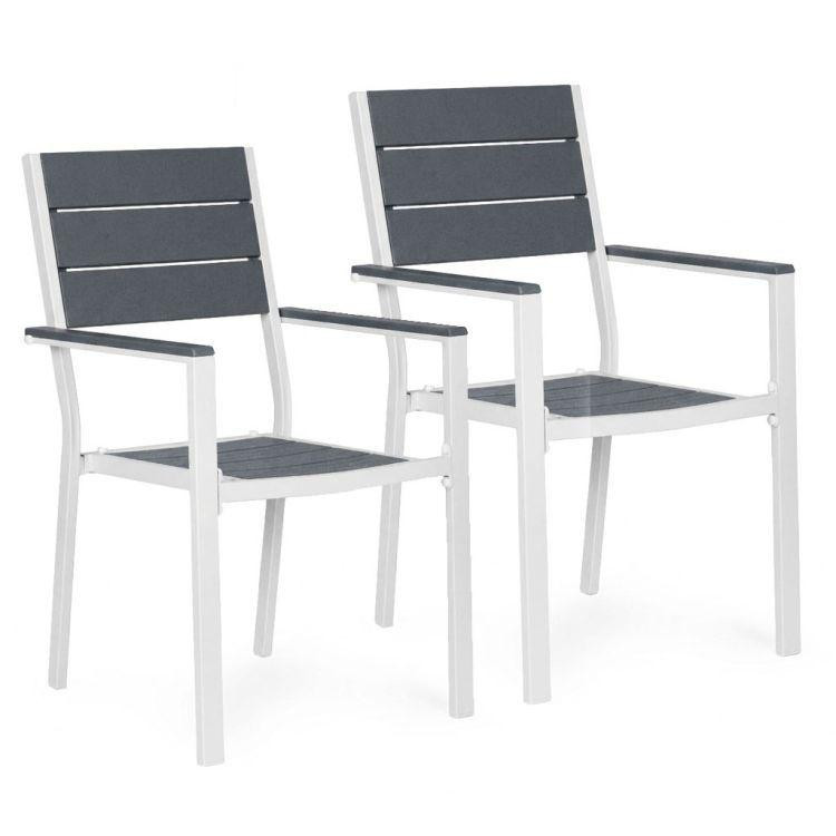 Set od 2 vrtne stolice sive i bijele boje