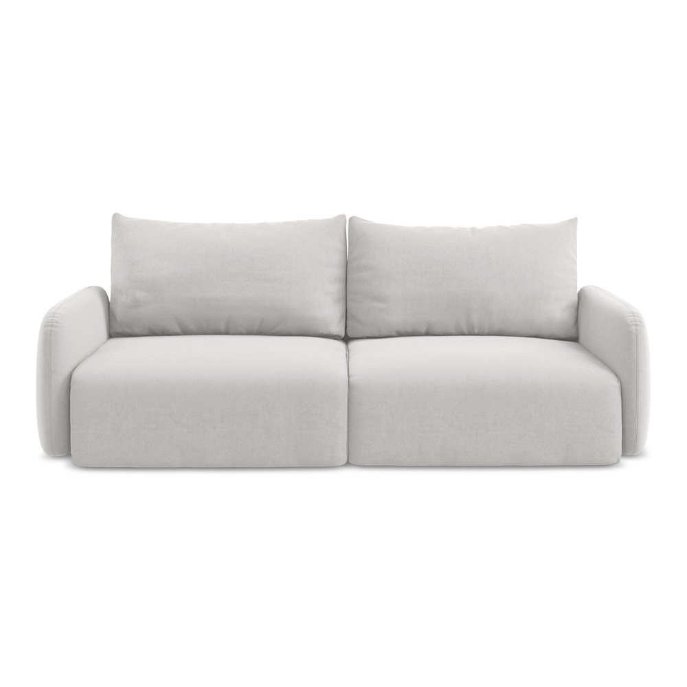 Svijetlo siva baršunasti sklopiva/s prostorom za odlaganje sofa 238 cm Kalena – Makamii