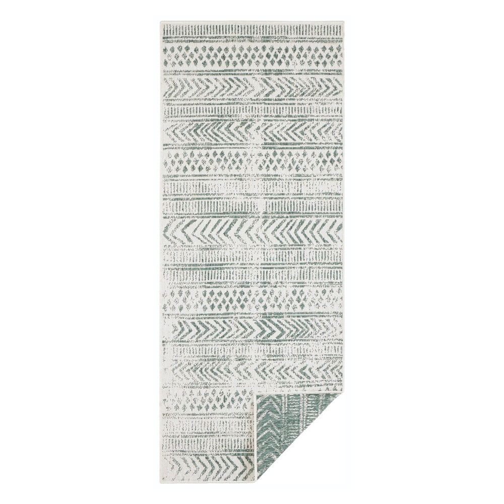Zeleno-krem vanjski tepih NORTHRUGS Biri, 80 x 350 cm