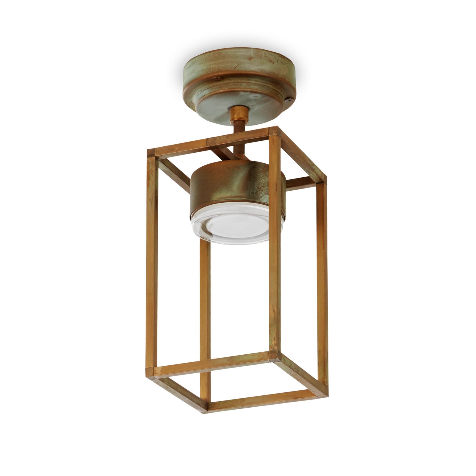 LED vanjska stropna svjetiljka Cubic 3373 starinski mesing/opal