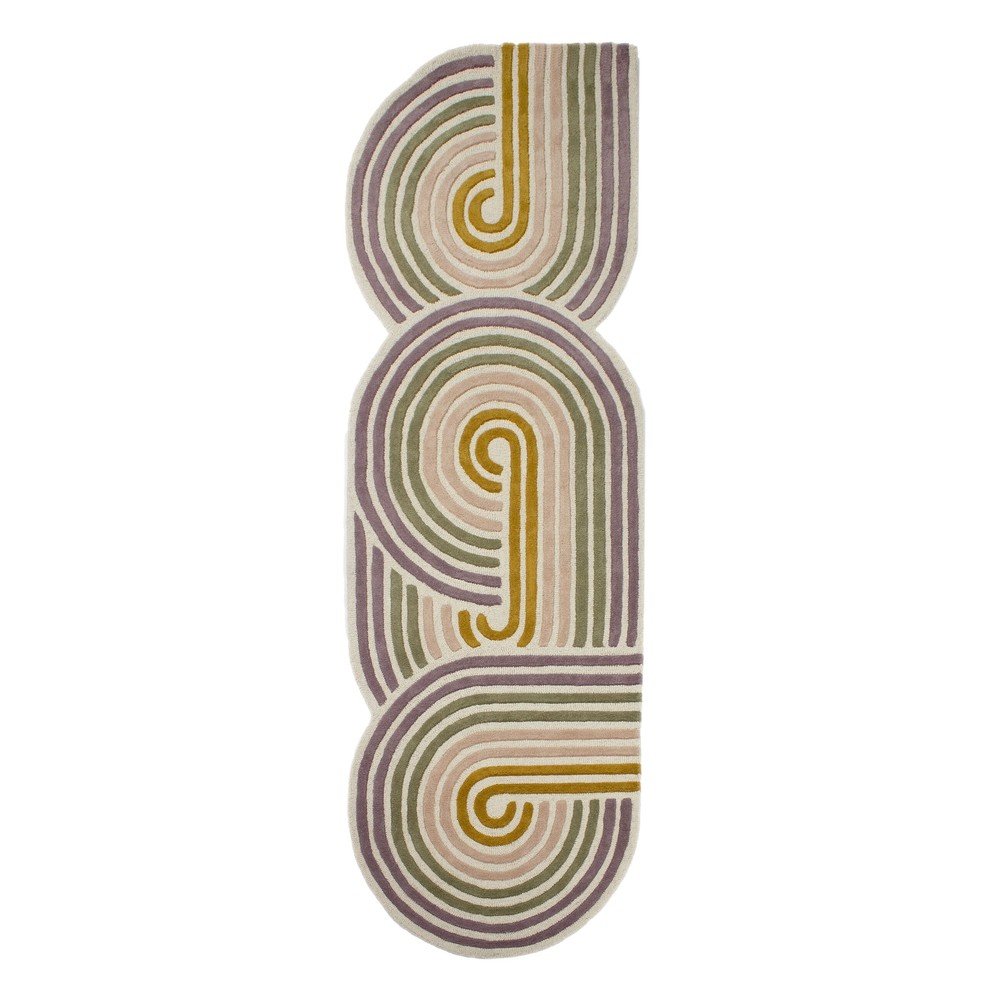 Zelena ručno rađena vunena staza 80x300 cm Spiral Shaped  – Flair Rugs