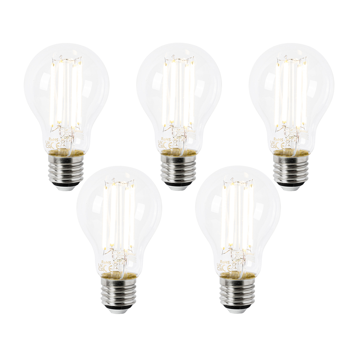 Set od 5 LED žarulja E27 A60 prozirne 2,2 W 470 lm 2700 K