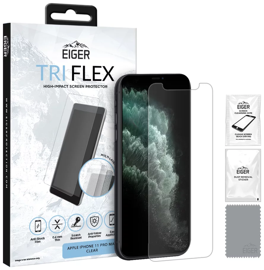 Zaštitna folija Eiger Tri Flex High Impact Film Screen Protector (1 Pack) for Apple iPhone 11 Pro Max/XS Max Clear (EGSP00530)