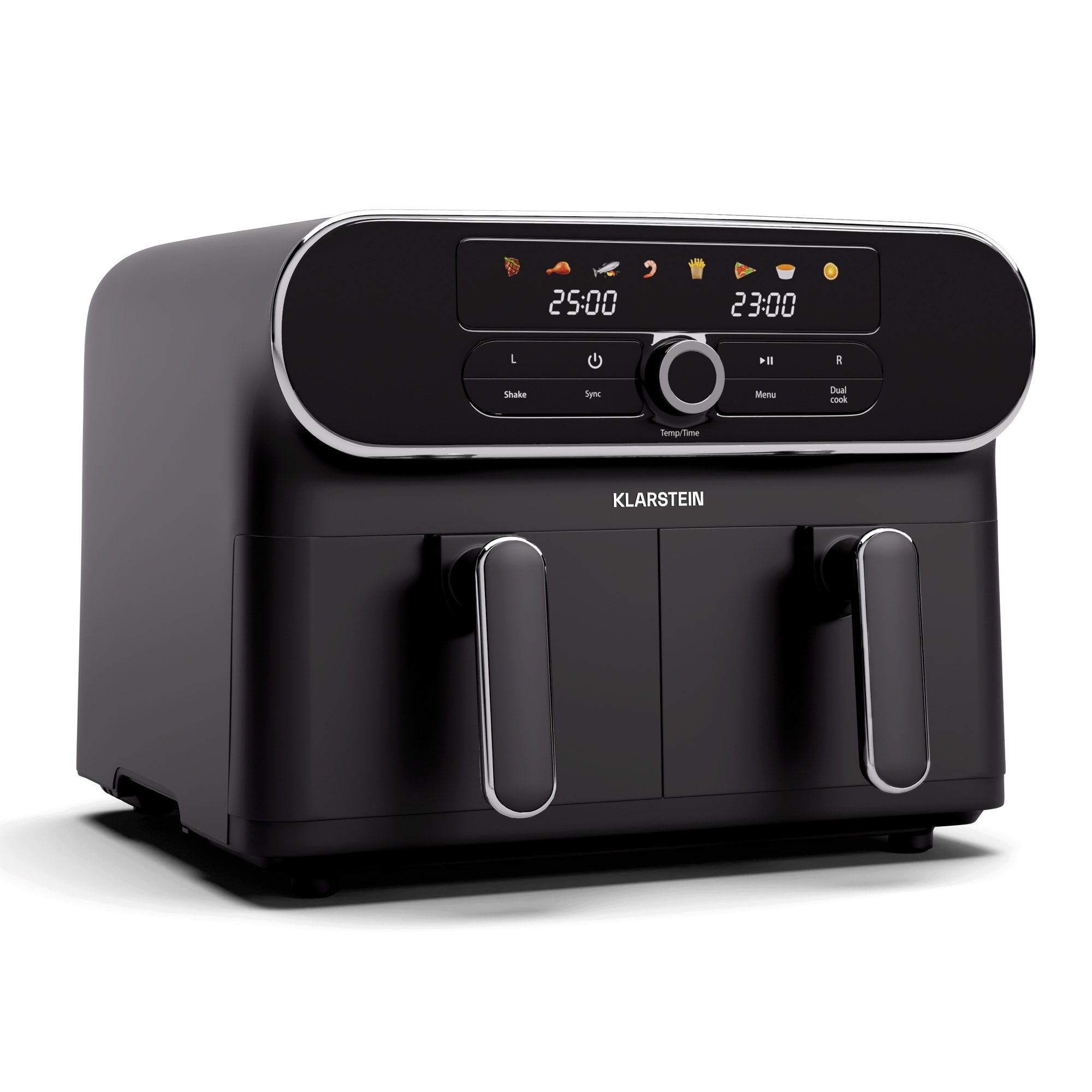 Klarstein AuraAir Color Touch friteza na vrući zrak, 2 komore, 11 l, 1700 W, 80 - 200 °C, 8 programa