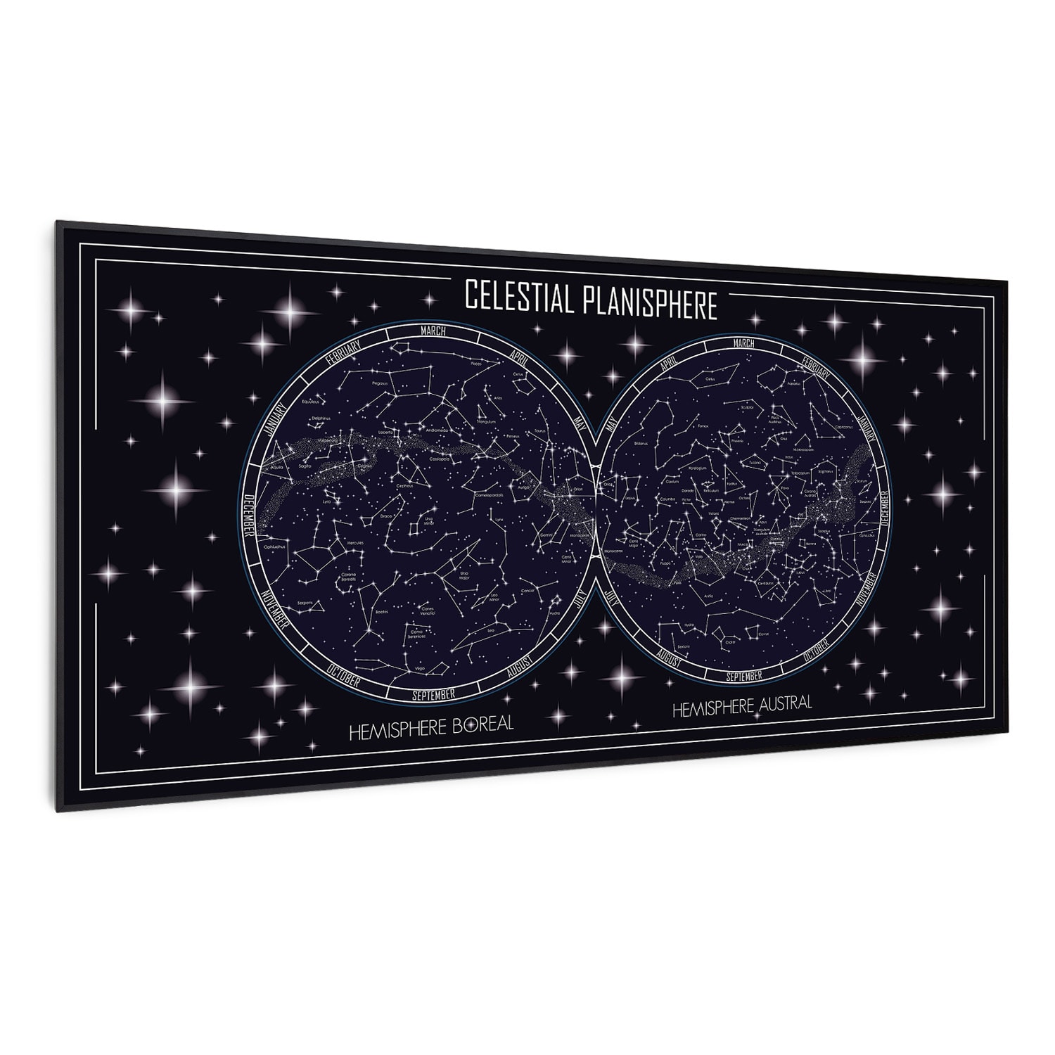 Klarstein Wonderwall Air Art Smart, infracrveni grijač, karta neba, 120 x 60 cm, 700 W