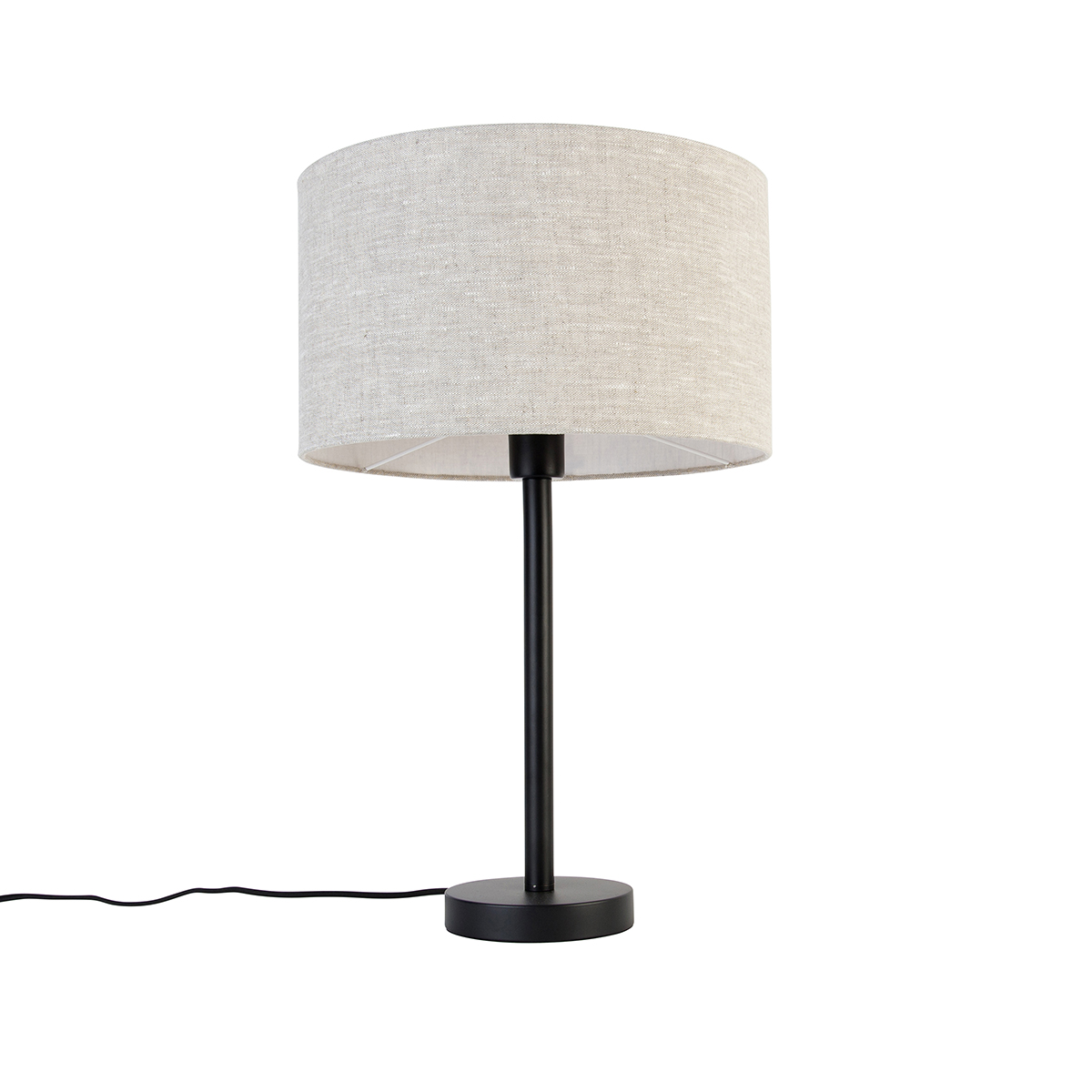 Moderna stolna svjetiljka crna s lanenim sjenilom svijetlosive boje 35 cm - Simplo