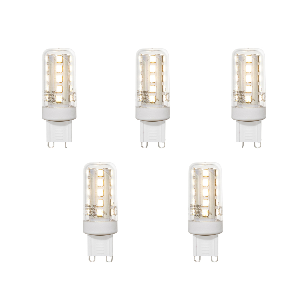 Set od 5 G9 LED žarulja prozirne 2W 370 lm 3000K