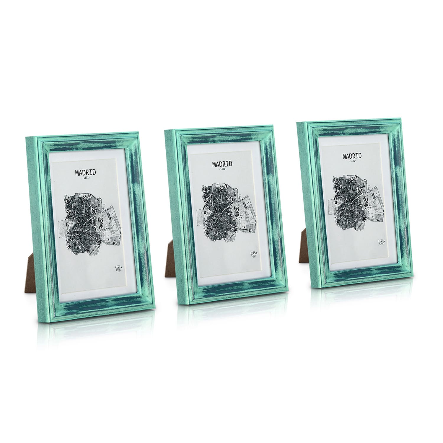 Casa Chic Lancaster, okviri za slike, pravokutni, set od 3 okvira, fotografije 17 x 12 cm, nosač, drvo