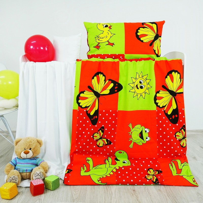 Dječja pamučna posteljina životinje crvena EMI, Dječji set 90x130 + 45x65
