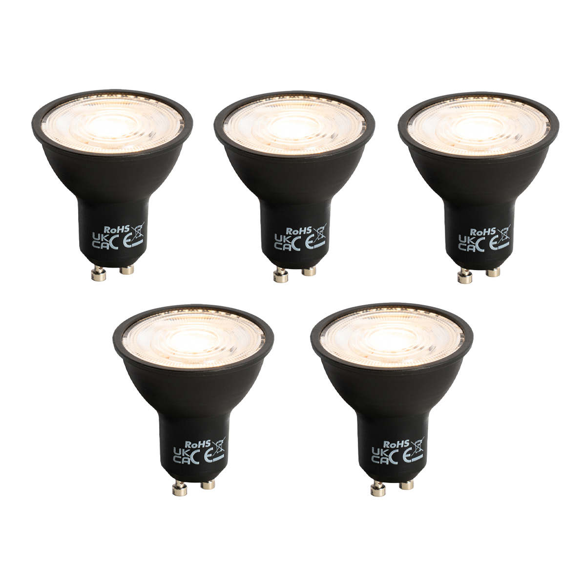 Set od 5 GU10 LED lampa crna 7W 610 lm 3000K