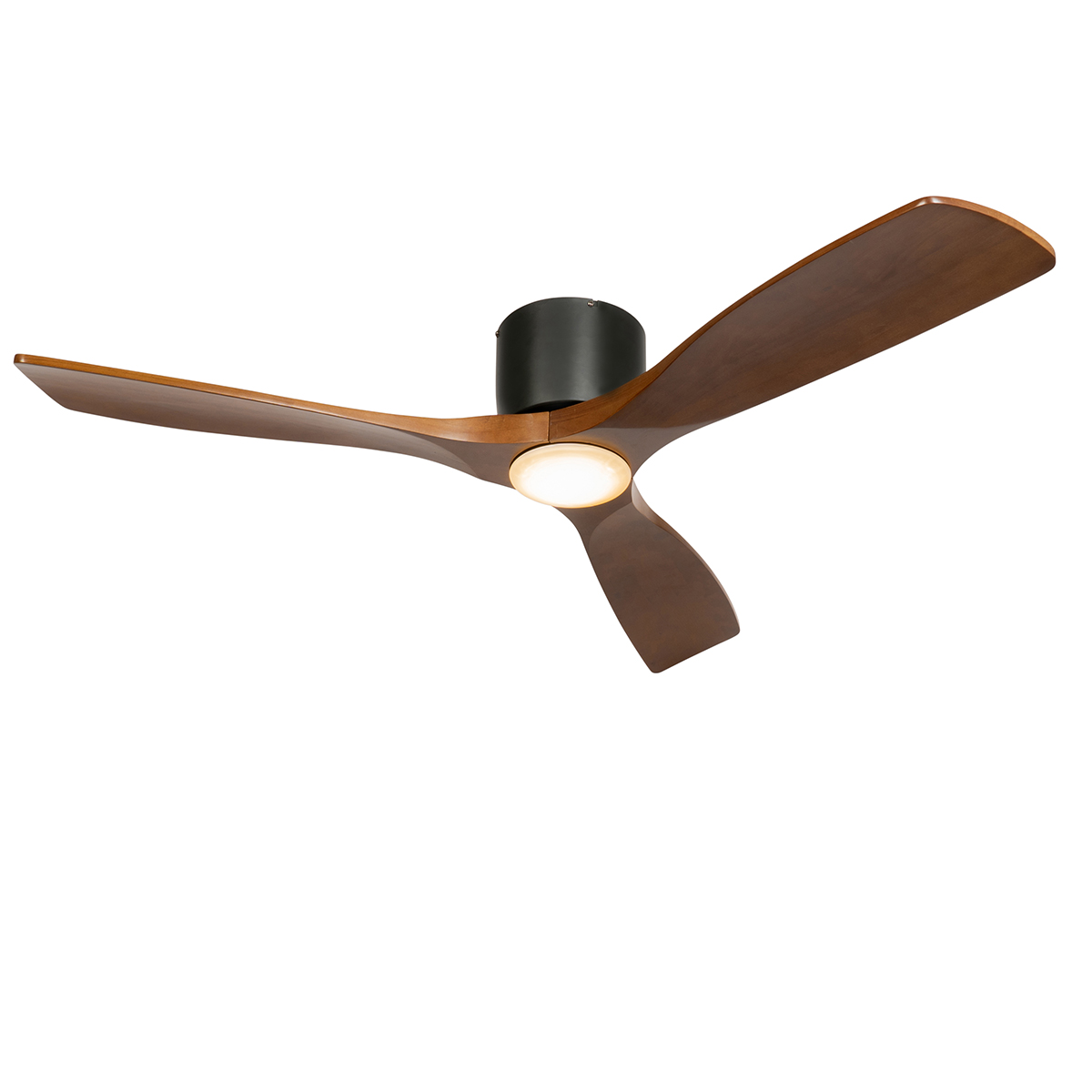 Stropni ventilator crni s drvom 131,5 cm uklj. LED prigušiva s daljinskim upravljačem - Jerri