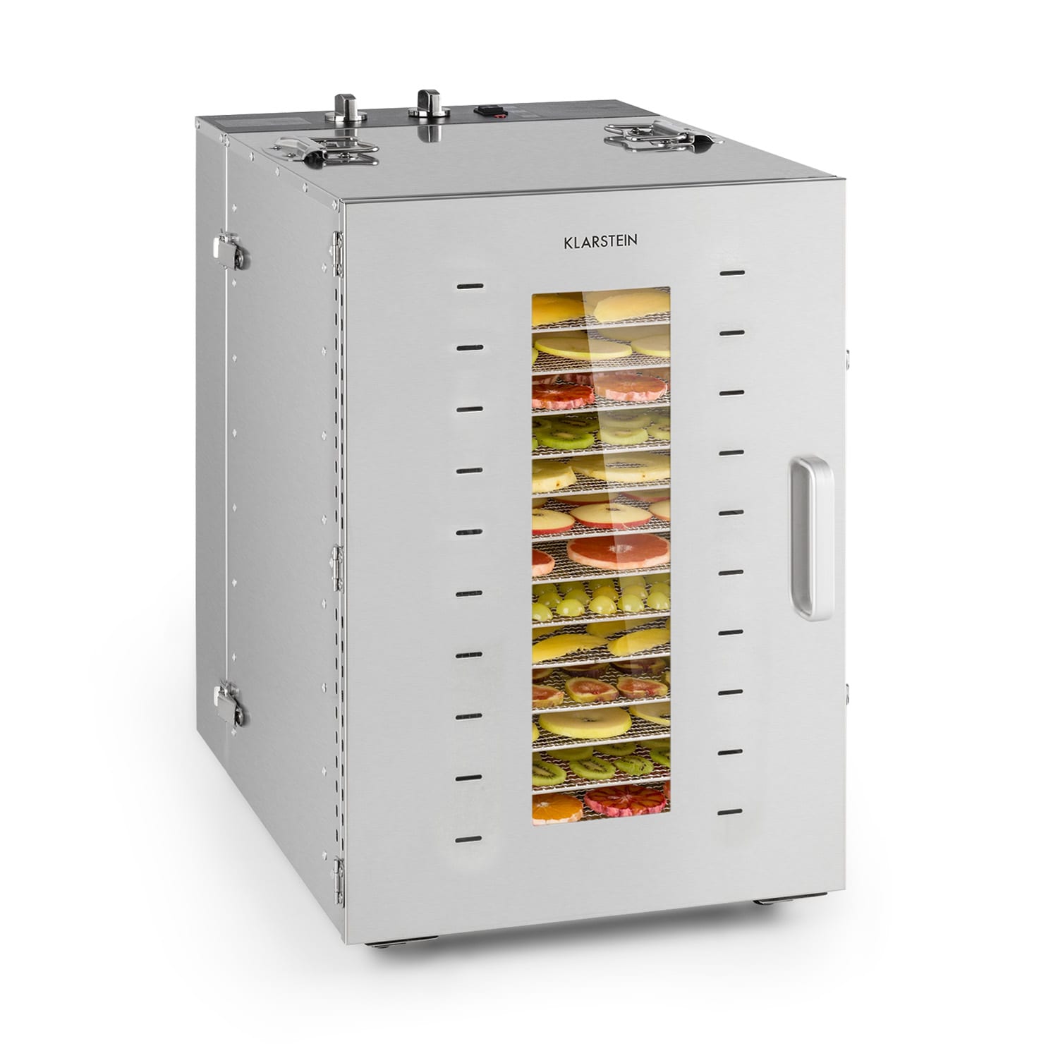 Klarstein Master Jerky 16 sušilica hrane, 1500 W, 40 - 90 °C, 15h timer, konstrukcija od nehrđajućeg čelika, srebrna