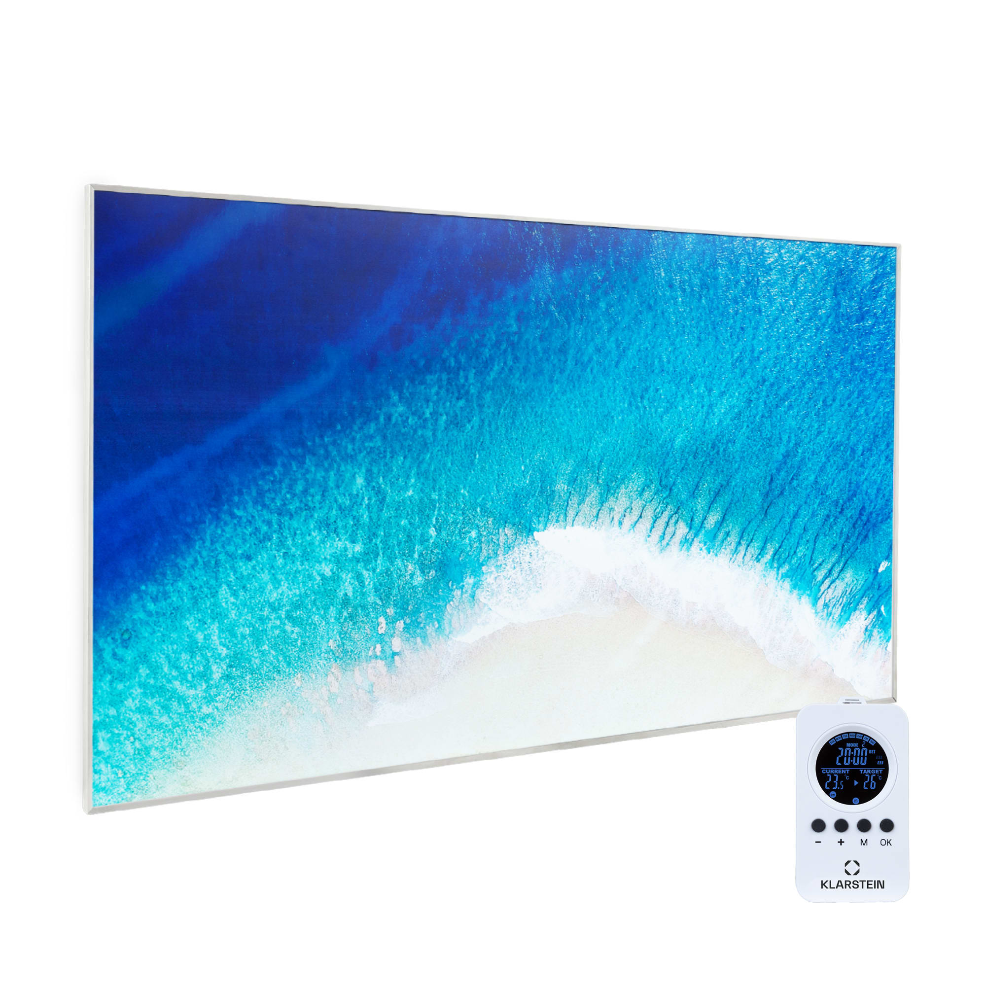 Klarstein Wonderwall Air Art Strand, infracrveni grijač, 101 x 60 cm, 600W, zidna instalacija, daljinski upravljač