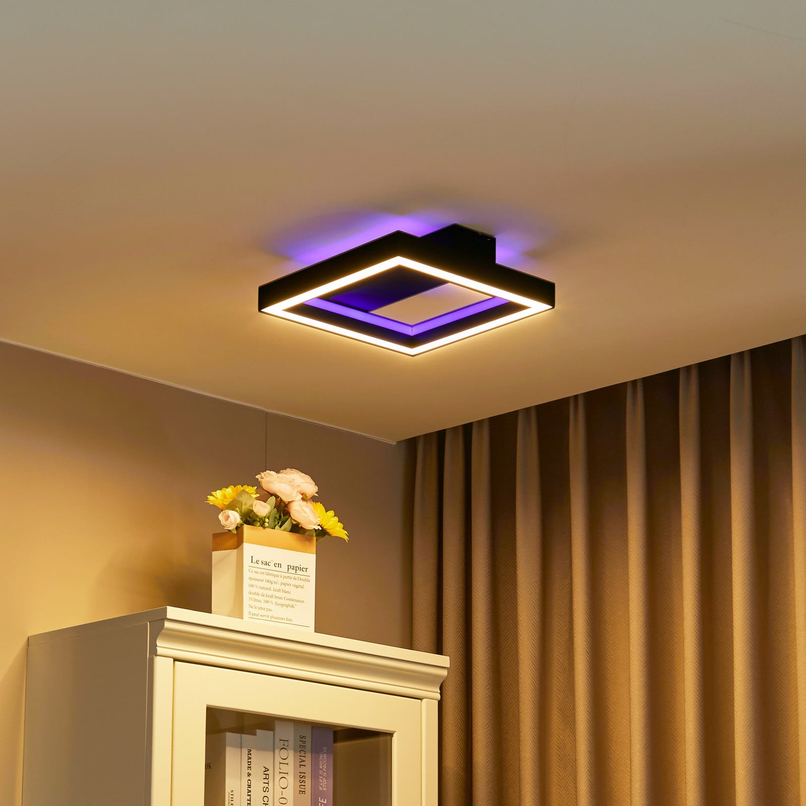 Lucande Smart LED stropna svjetiljka Tjado, 30 cm, crna, RGBW