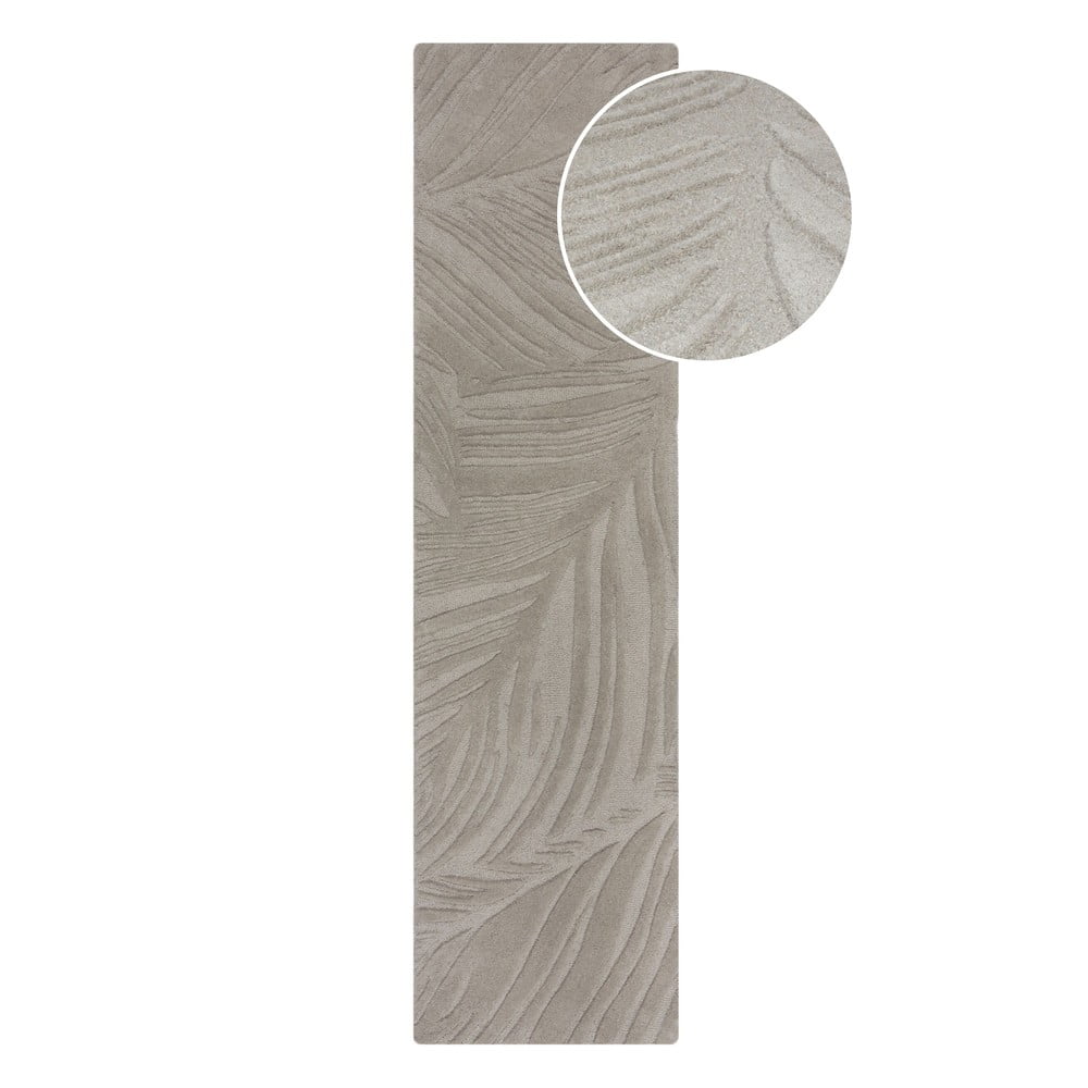 Svijetlo siva vunena staza 60x230 cm Lino Leaf - Flair Rugs