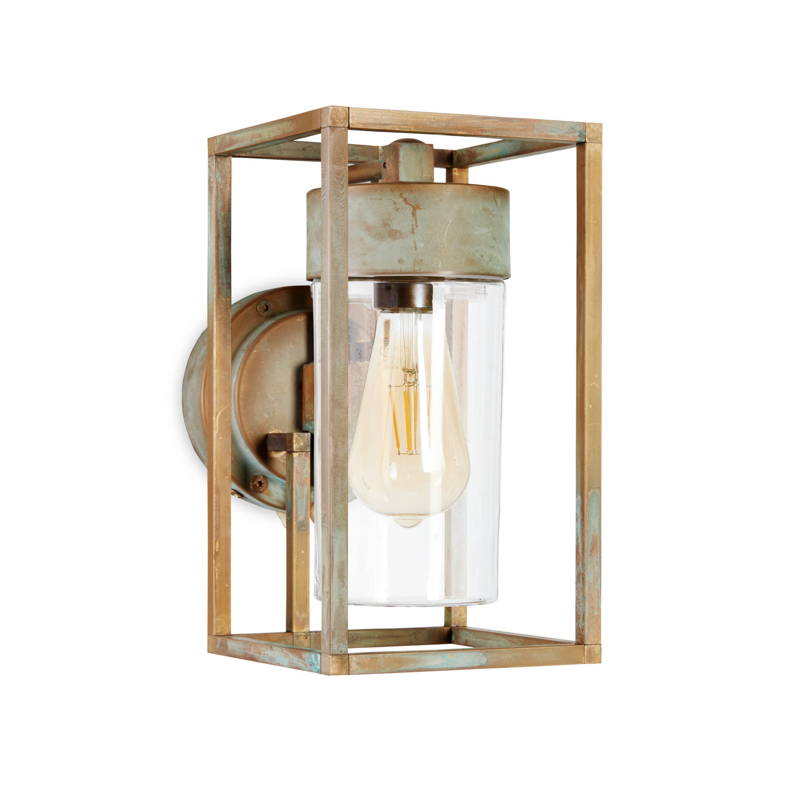 Vanjska zidna lampa Cubic 3372 starinski mesing/prozirno