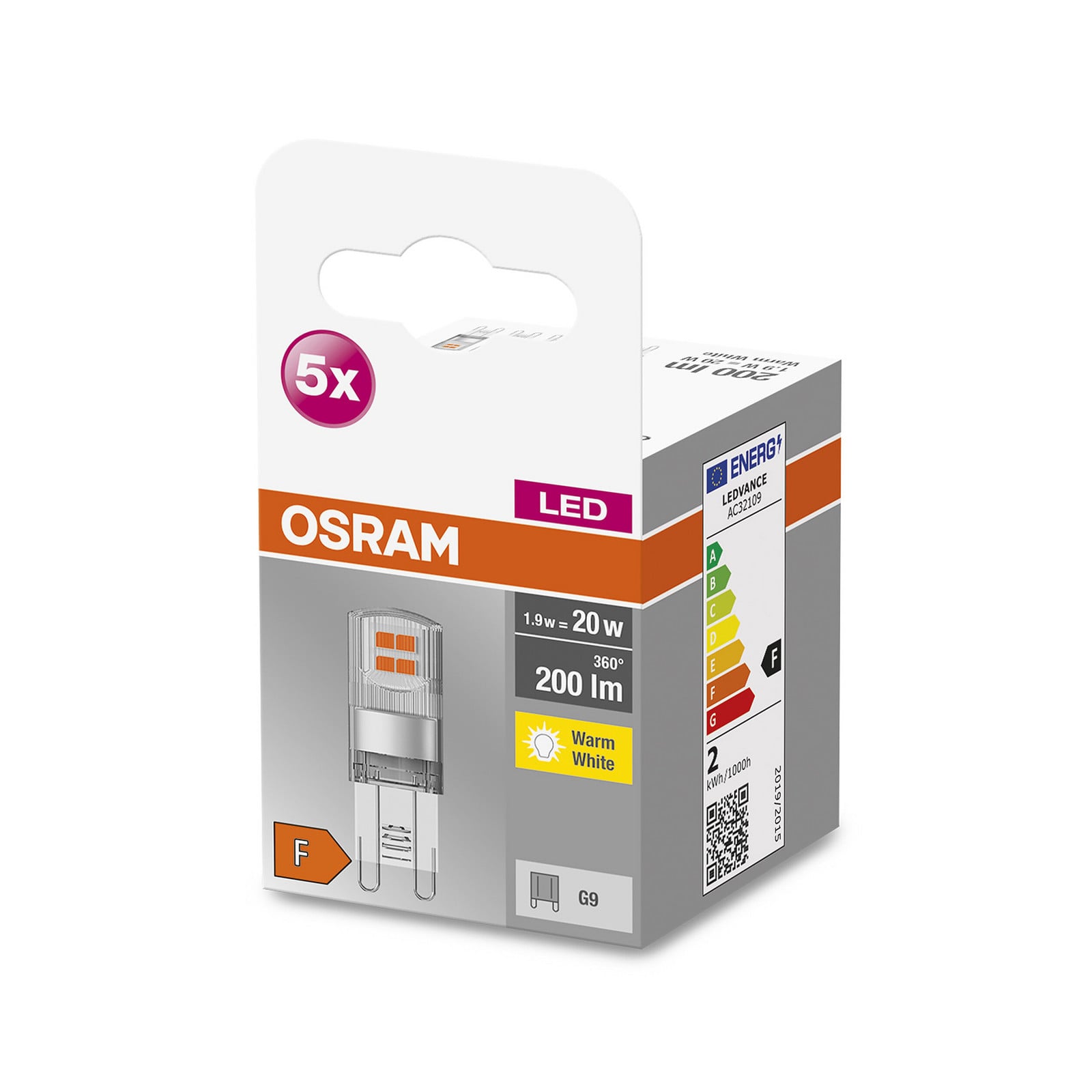 OSRAM Base PIN LED pin baza G9 1.9W 2,700K 5 komada