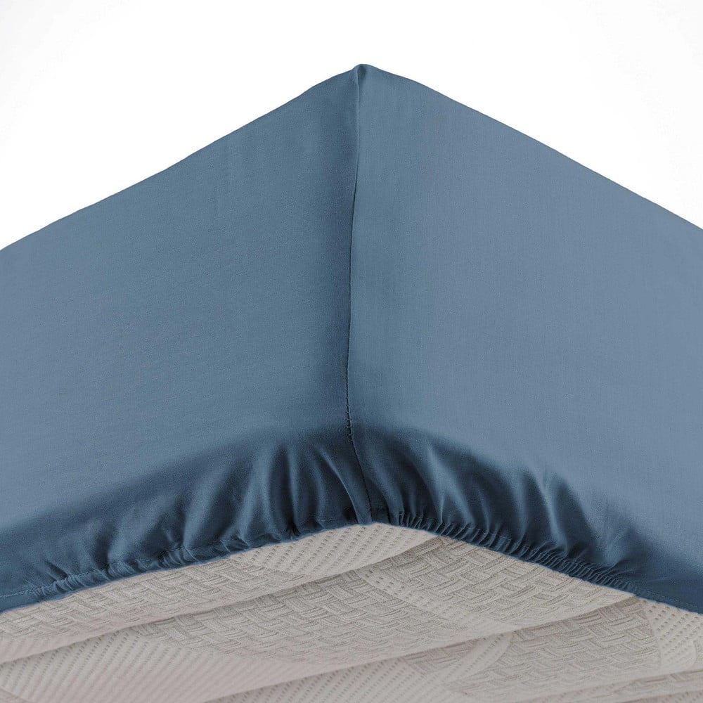 Plava plahta s gumom od mikrovlakana 90x190 cm Oscar – douceur d'intérieur