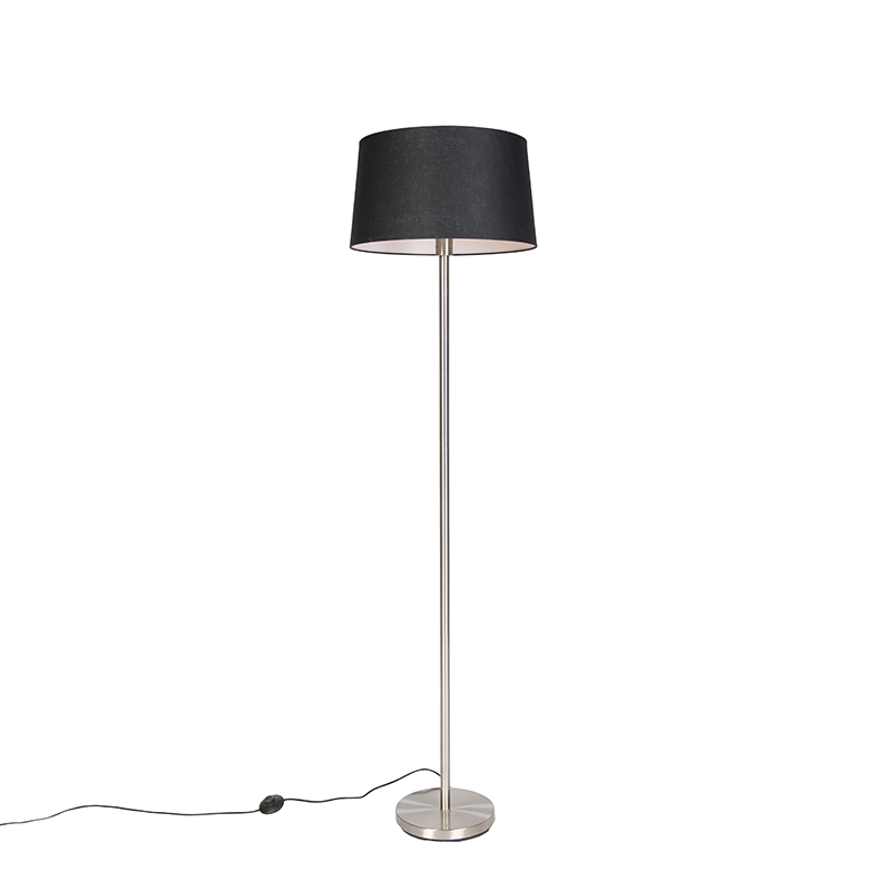 Moderna podna svjetiljka od čelika s crnim sjenilom 45 cm - Simplo