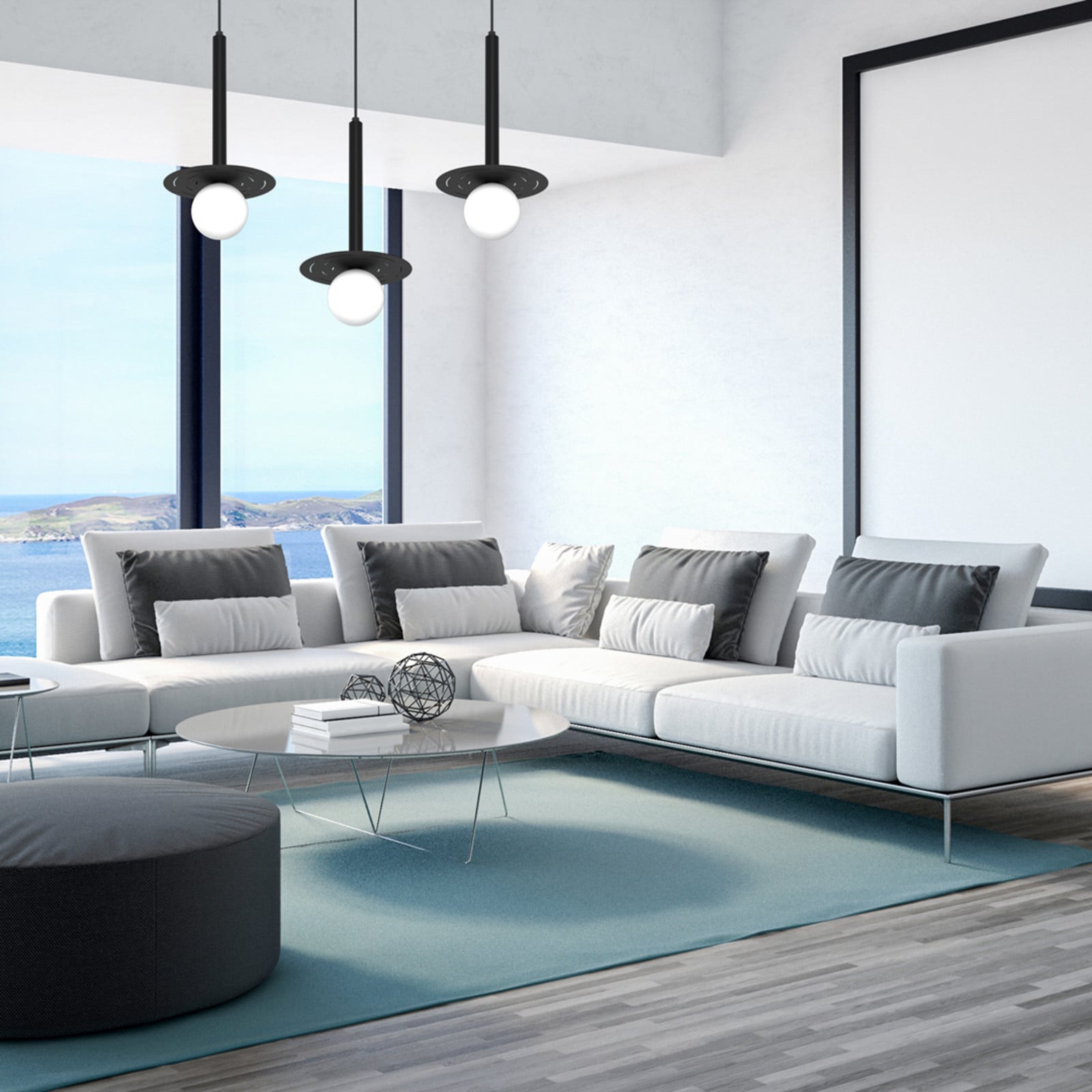 Viseća lampa Futura, crno/bijela, tri sijalice