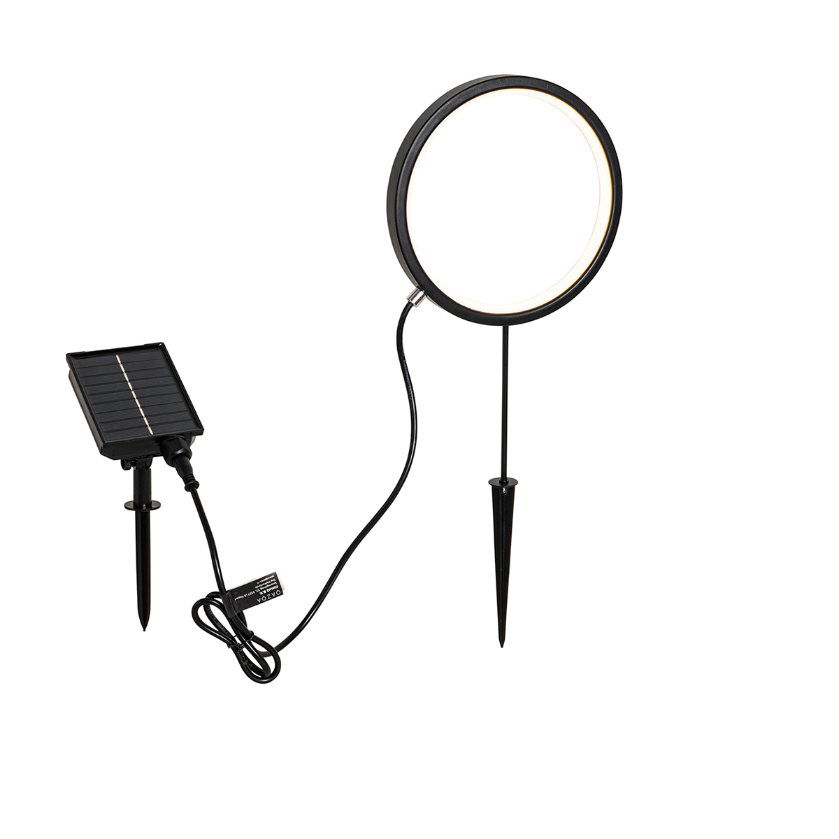 Svjetlo na šiljku crno 50 cm s punjivom i solarnom LED diodom IP65 - Adalind