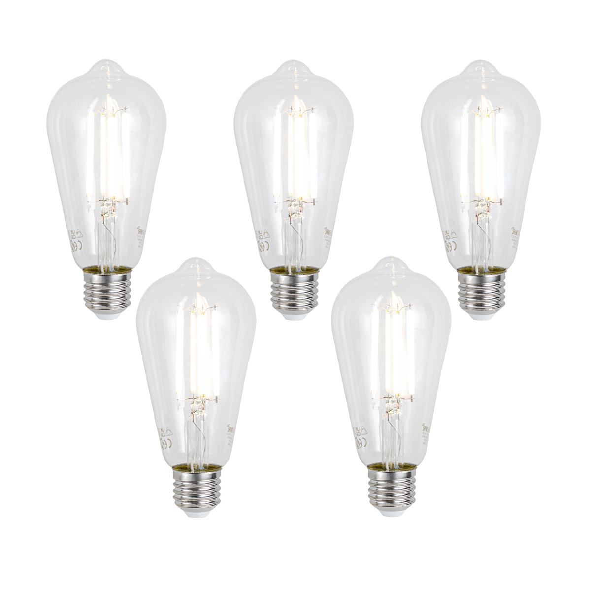 Set od 5 pametnih E27 prigušivih LED žarulja ST64 prozirne 7W 806 lm 2700-6500K Zigbee