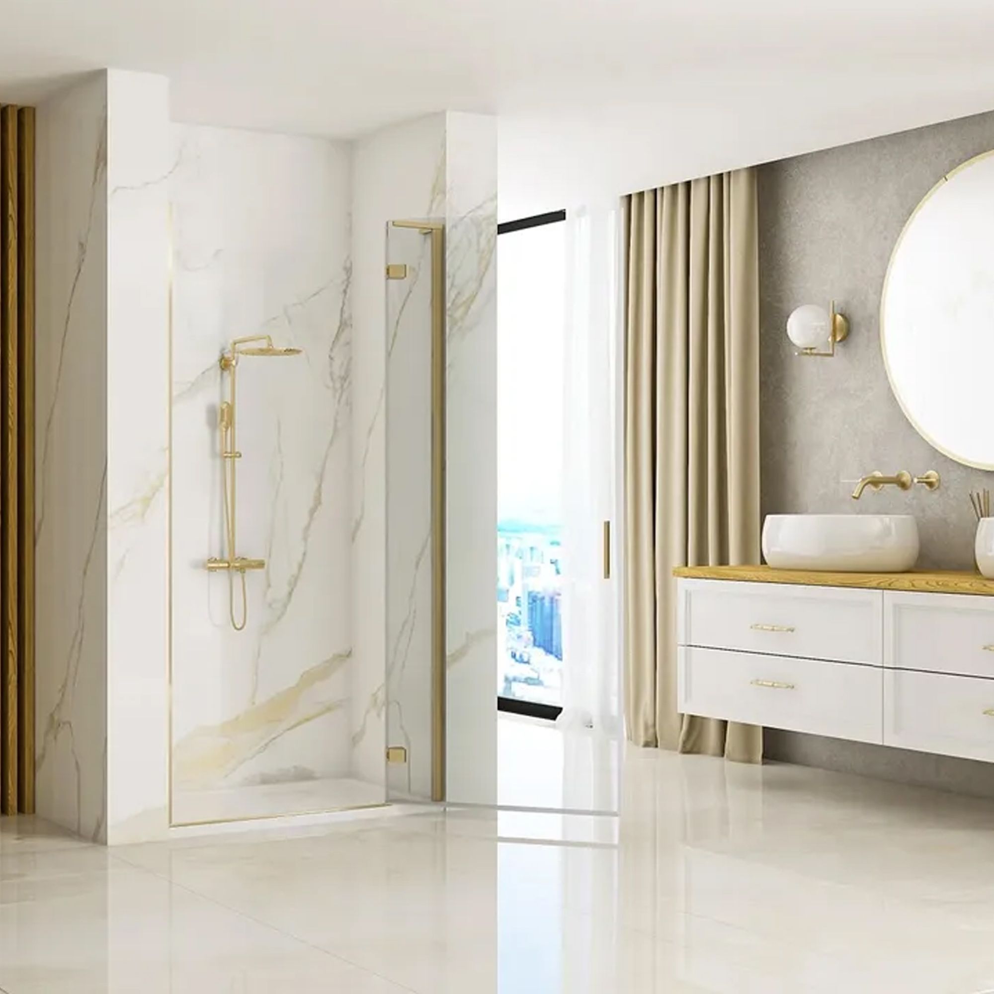 Rea HUGO 100 Gold Brush tuš vrata  + profil