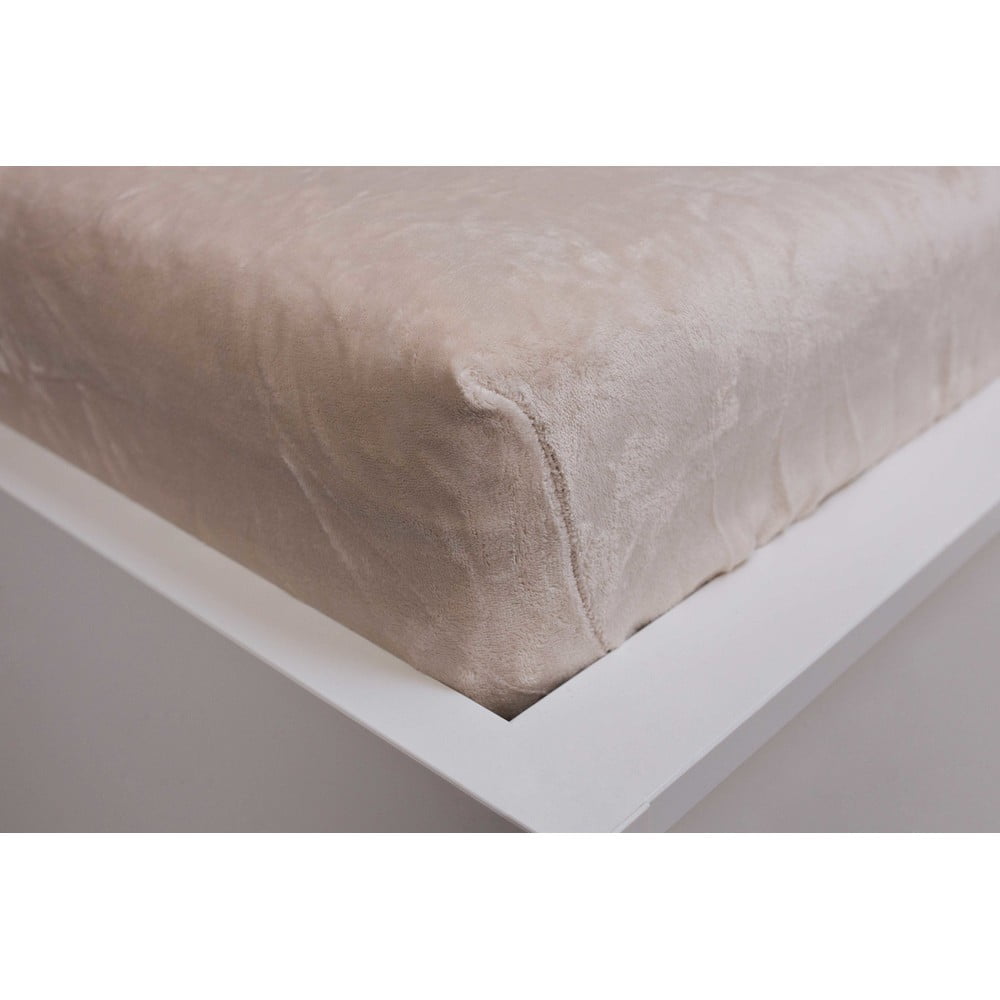 Krem plahta s gumom od mikroflanela 180x200 cm Basic – Jerry Fabrics