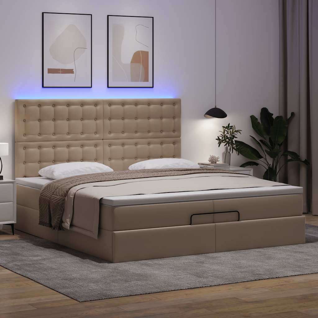 Okvir kreveta s madracima cappuccina 200x200 cm umjetna koža