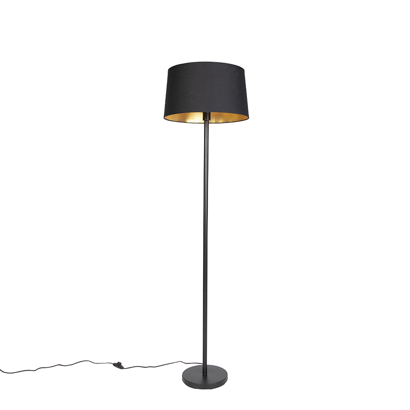 Moderna podna lampa crna s crnim sjenilom 45 cm - Simplo