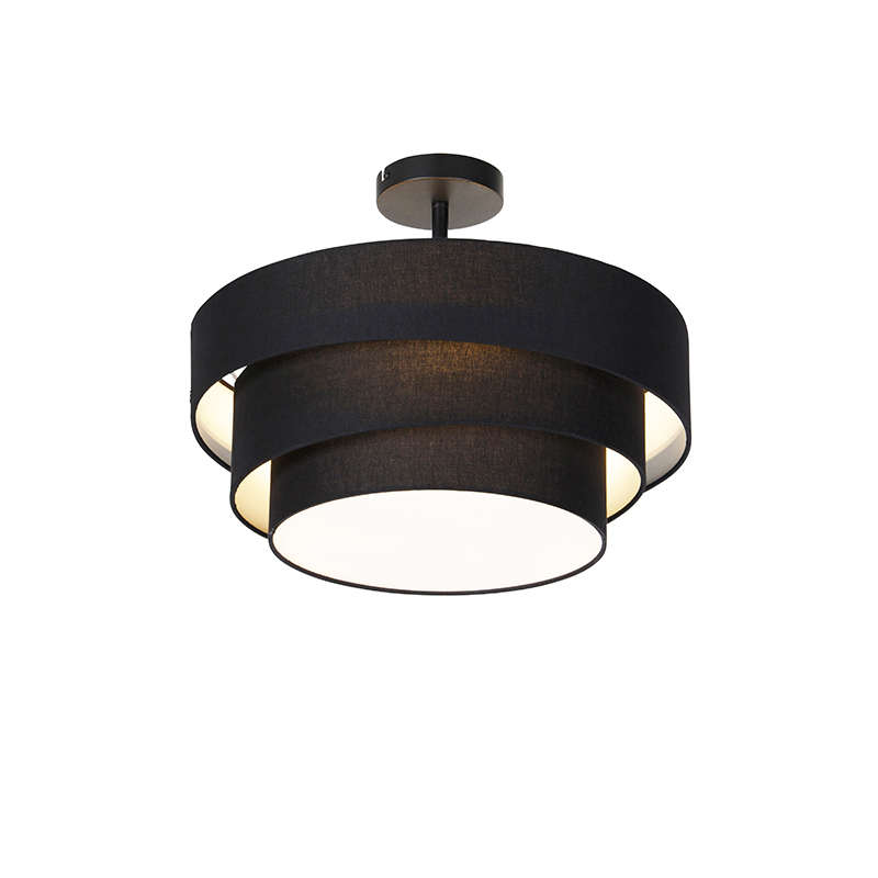 Moderna stropna svjetiljka crna 45 cm 3-svjetla - Drum Trio