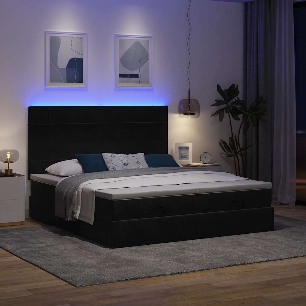 Okvir kreveta s madracima crni 160x200cm baršunasti