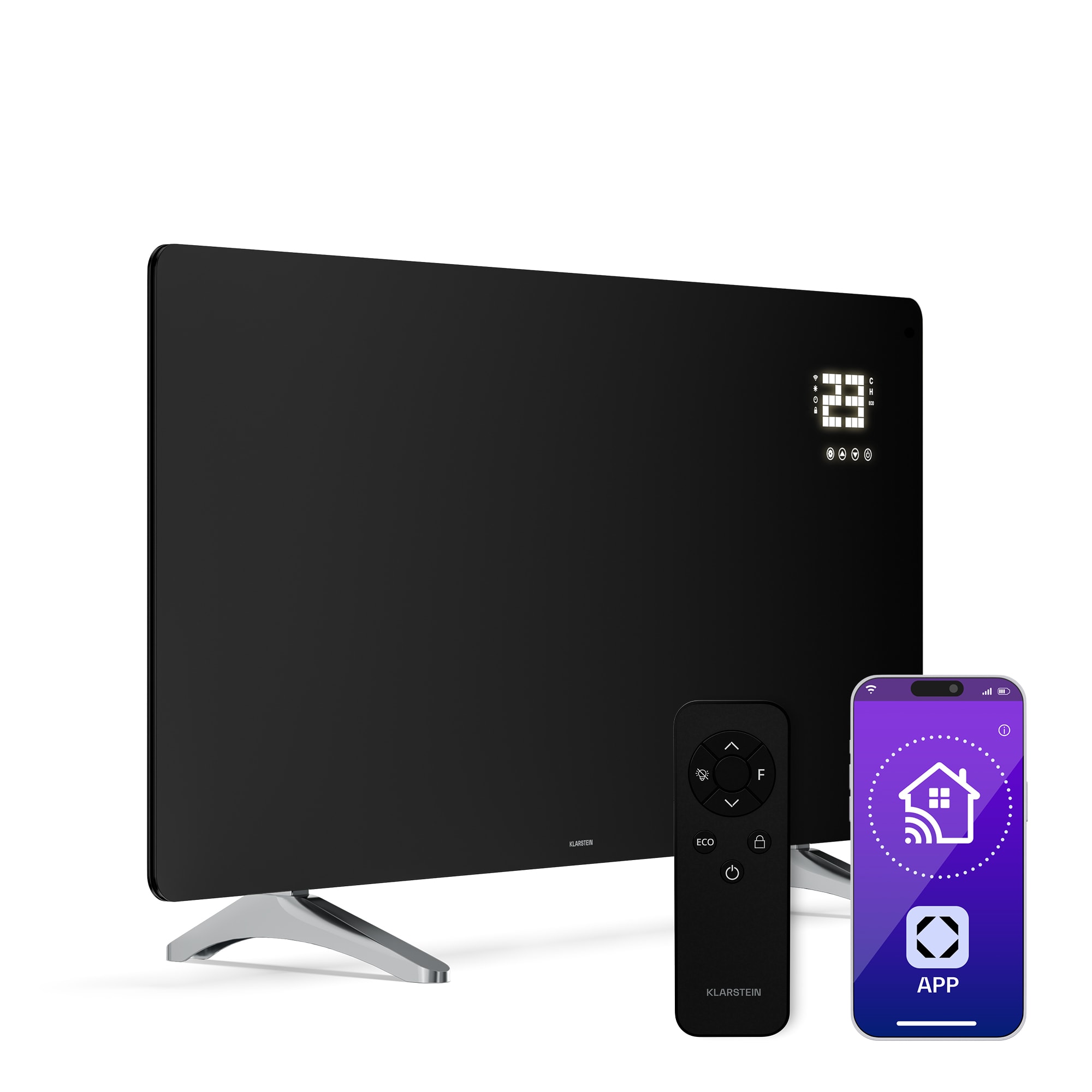 Klarstein Wonderglass infracrvena ploča | 720 W | 3 - 7 m² | Moderan stakleni dizajn | 120 cm x 68 cm