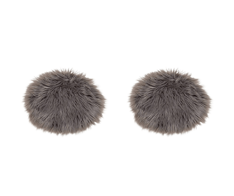 Par jastuka za stolice od umjetne ovčje vune Ø34cm  siva