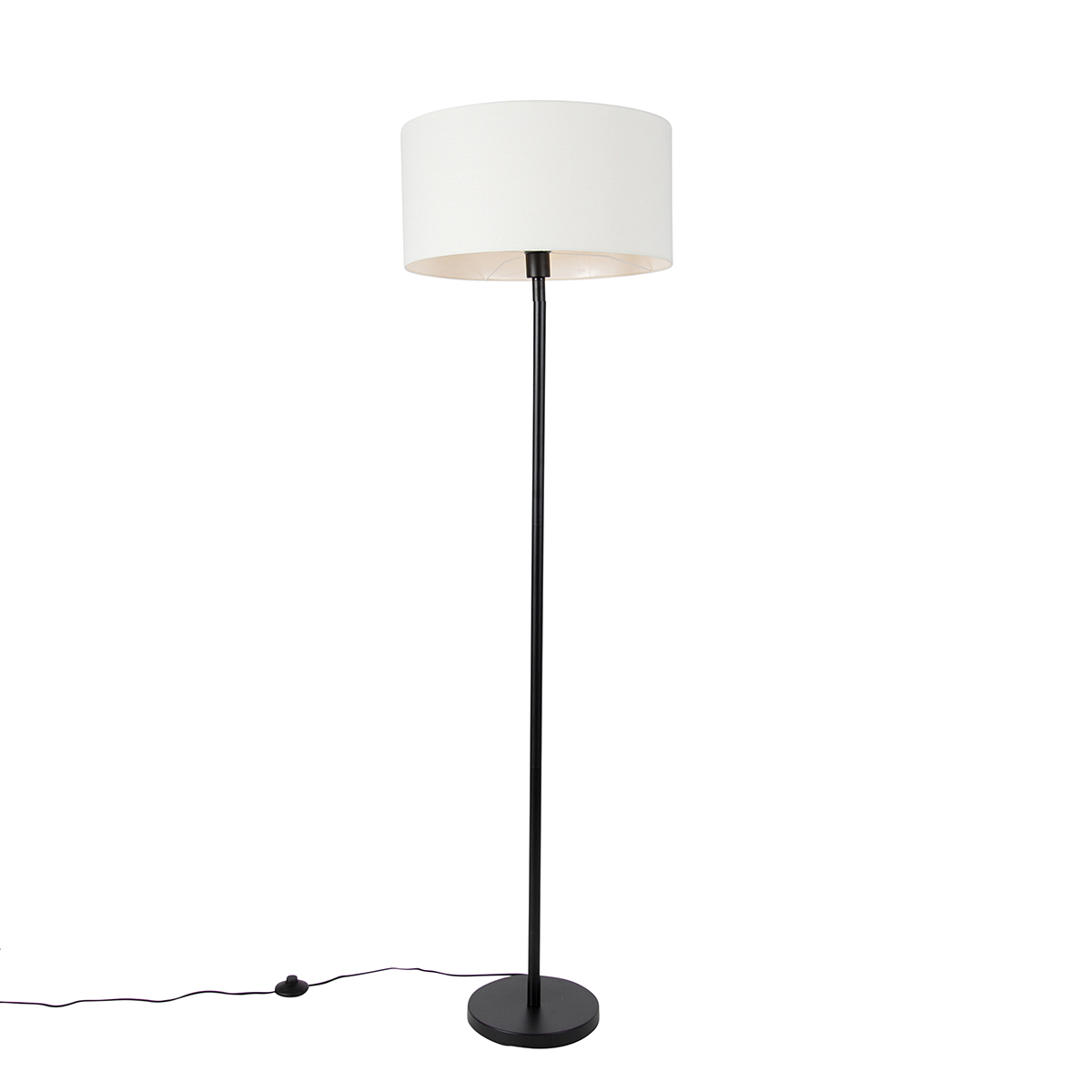 Podna lampa crna s abažurom bijela 50 cm - Simplo
