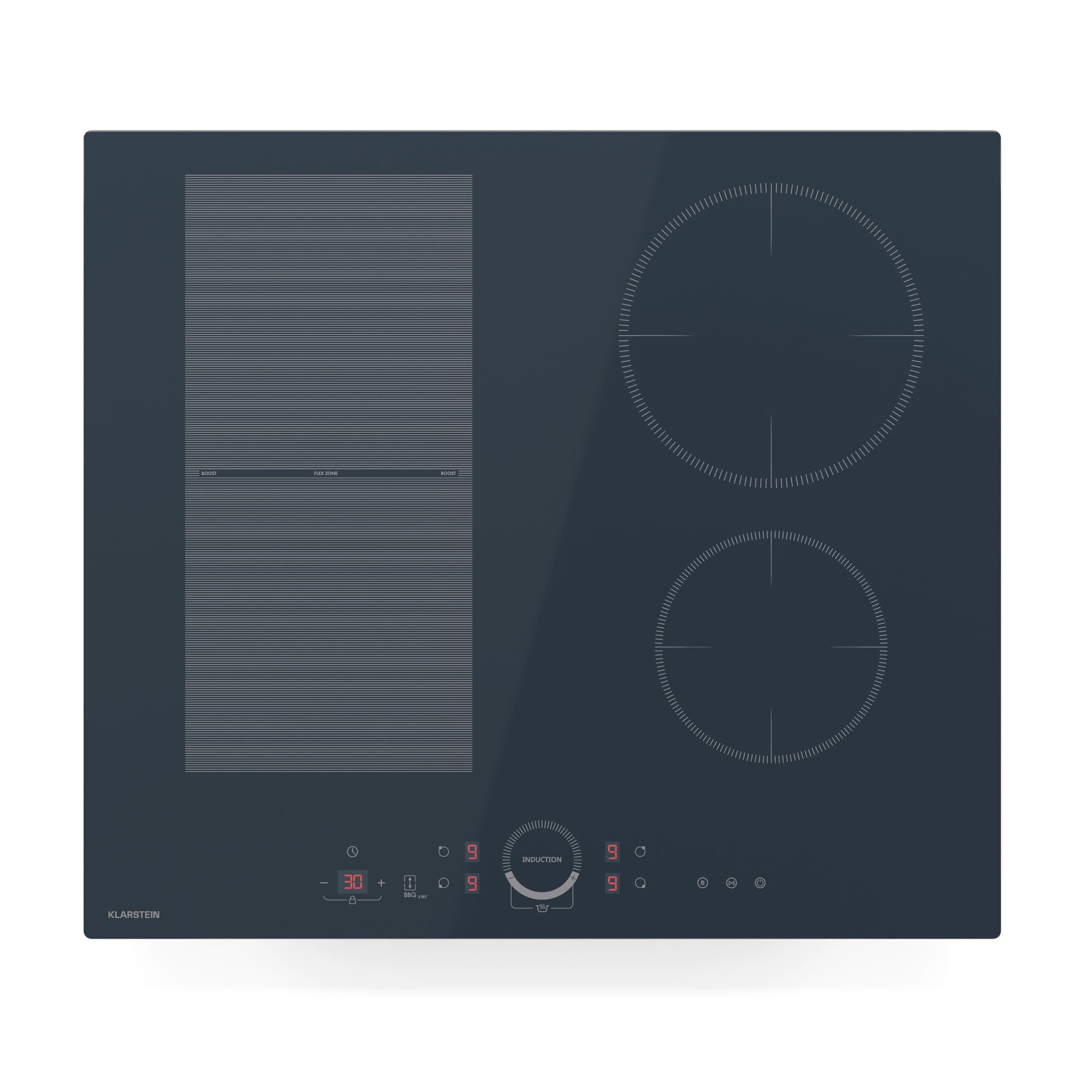 Klarstein Delicatessa 60 Hybrid ugradbena indukcijska ploča, 7000 W, Flexi zona, Booster, Indukcija