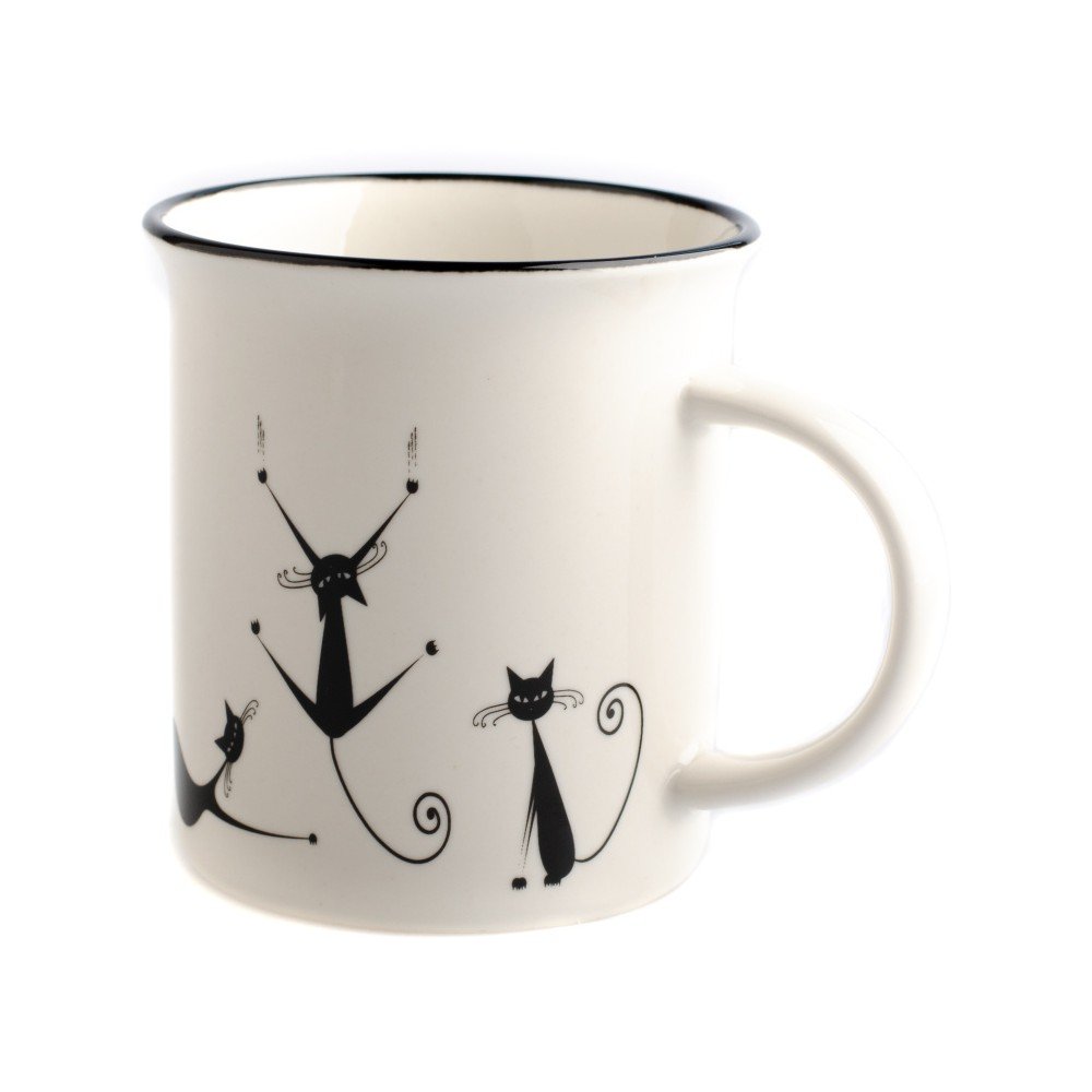 Porculanska šalica Dakls Cats Nero, 310 ml