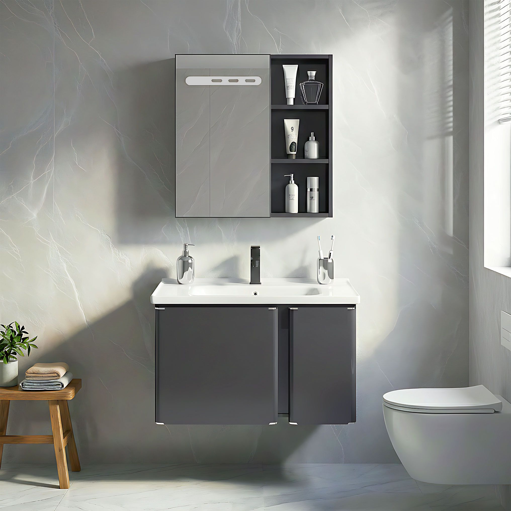 Set kupaonskog namještaja s umivaonikom Tula 60cm Grey