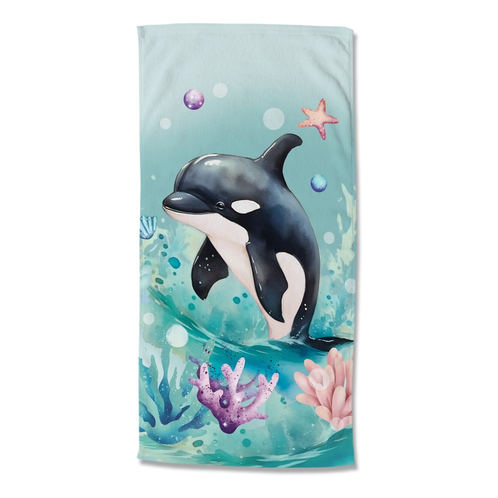 Plavi ručnik za plažu od samta za djecu 75x150 cm Splash – Good Morning