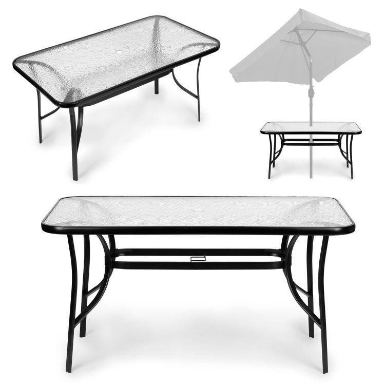 Stakleni vrtni stol 120x70 cm s rupom za suncobran