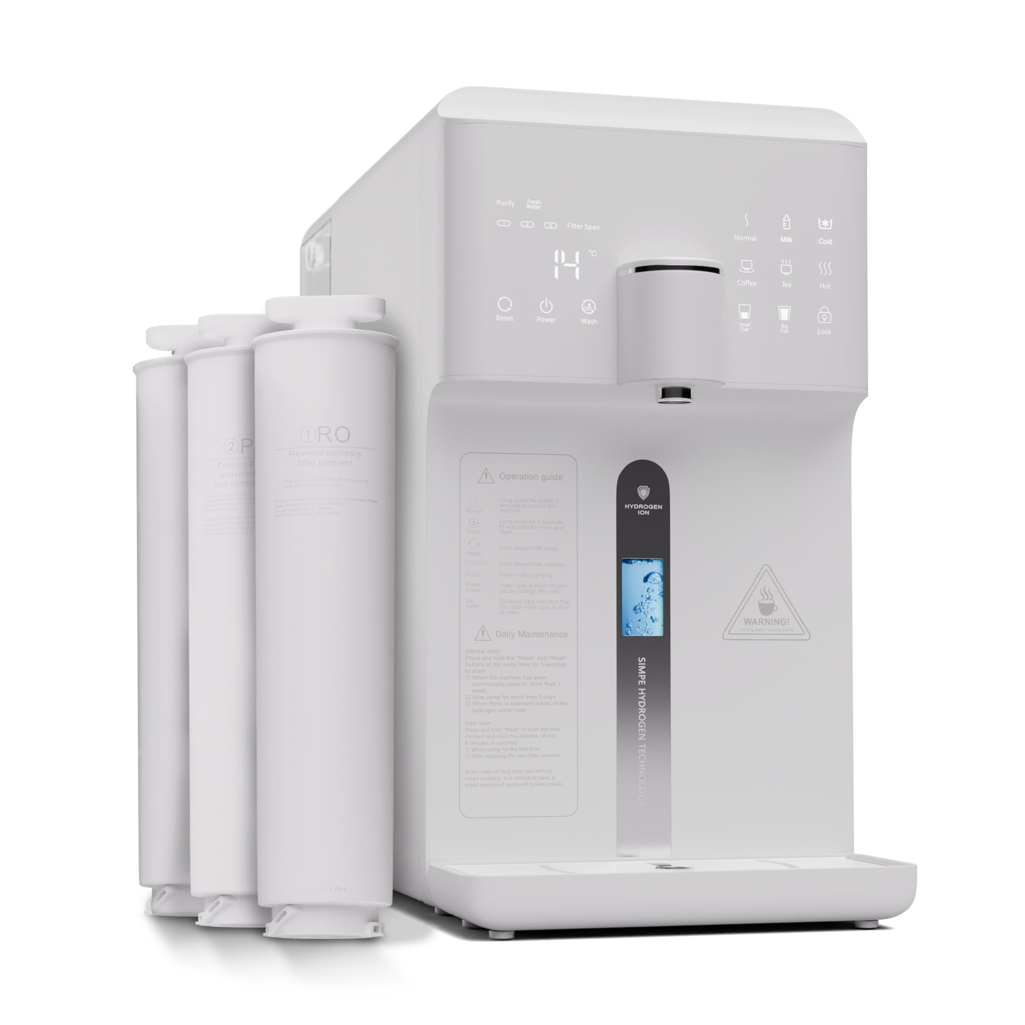 Klarstein AquaFina 6L, pročistač vode, filtracija u 5 stupnjeva, volumen 6 l, HD ekran osjetljiv na dodir, 6 temperatura vode, bijela