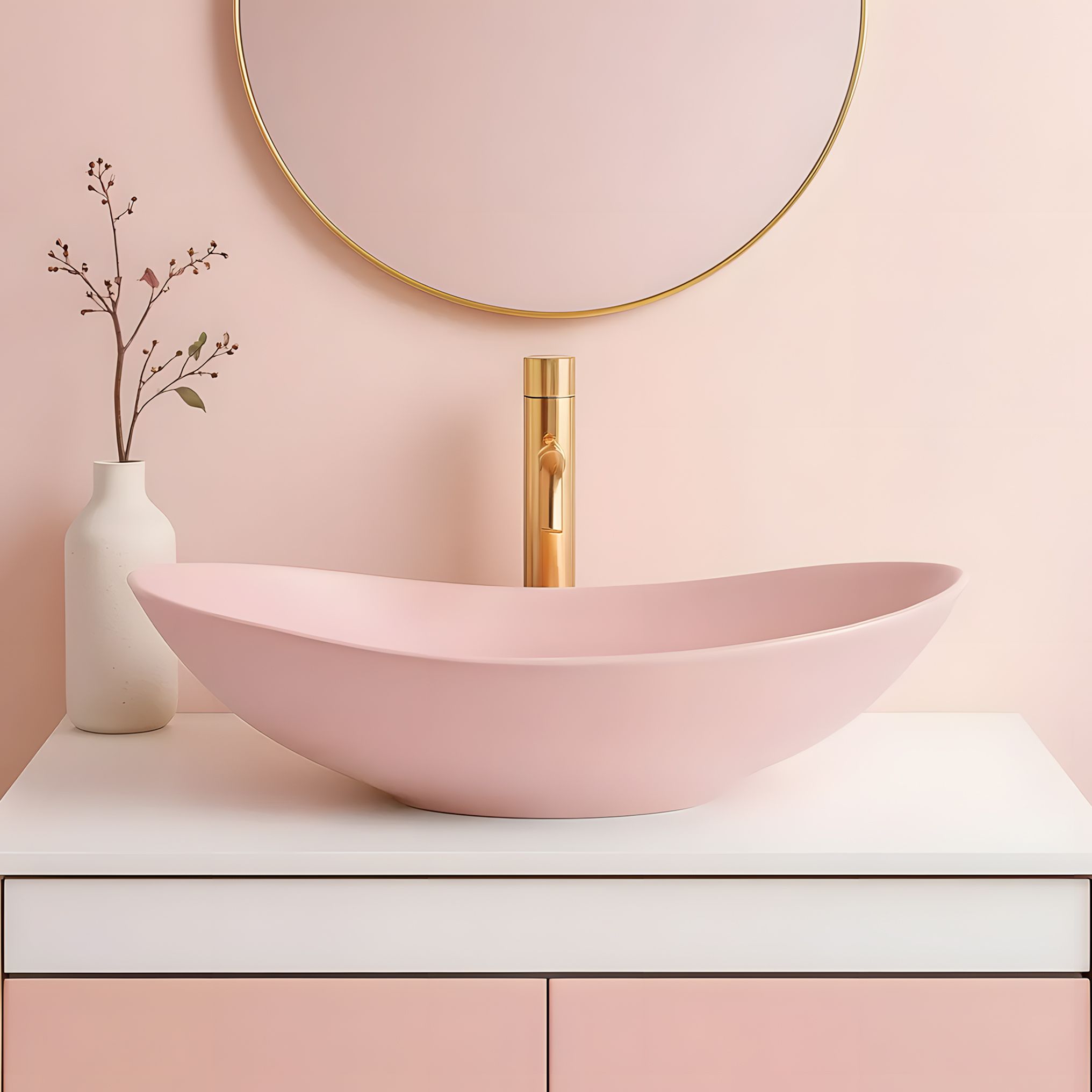 Nadgradni umivaonik Rea Royal Powder Pink Matt